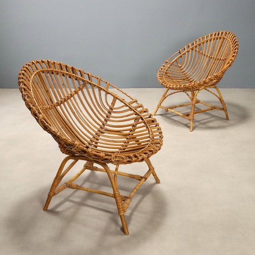 Vintage armchairs woven - vintage, bamboo