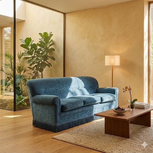 Vintage sofa velvet spring - sofa,