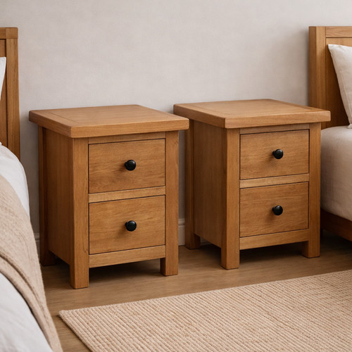 Oak drawer bedsides pair - oak,