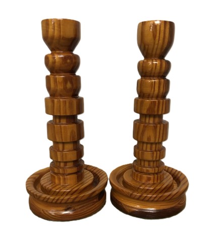 Turned wooden candle stick - turned,